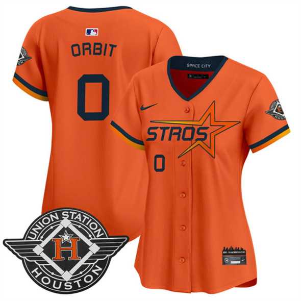 Women%27s Houston Astros #0 Orbit Orange 2025 City Connect Limited Stitched Jersey Dzhi
